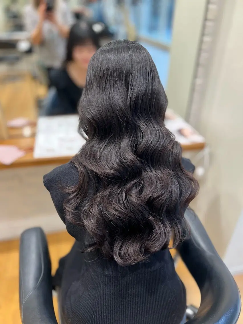 ロング 小顔カット カット パーマ 🌙コテ巻き風パーマ 🌙菜月のヘアスタイル