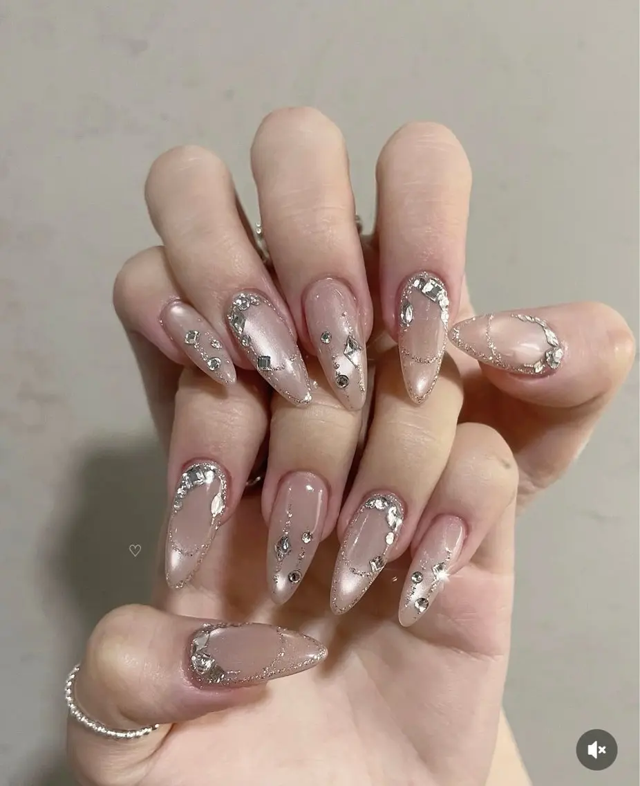 ネイル アートネイル ジェルネイル ガーリー キラキラネイル Nihonthy Nail 新宿のネイルデザイン