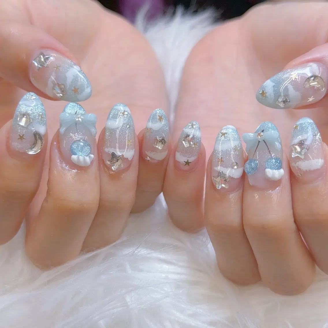 ネイル チークネイル 長さ出し フレンチネイル ジェルネイル ガラスフレンチ ハンドネイル anh nail anne🤍のネイルデザイン