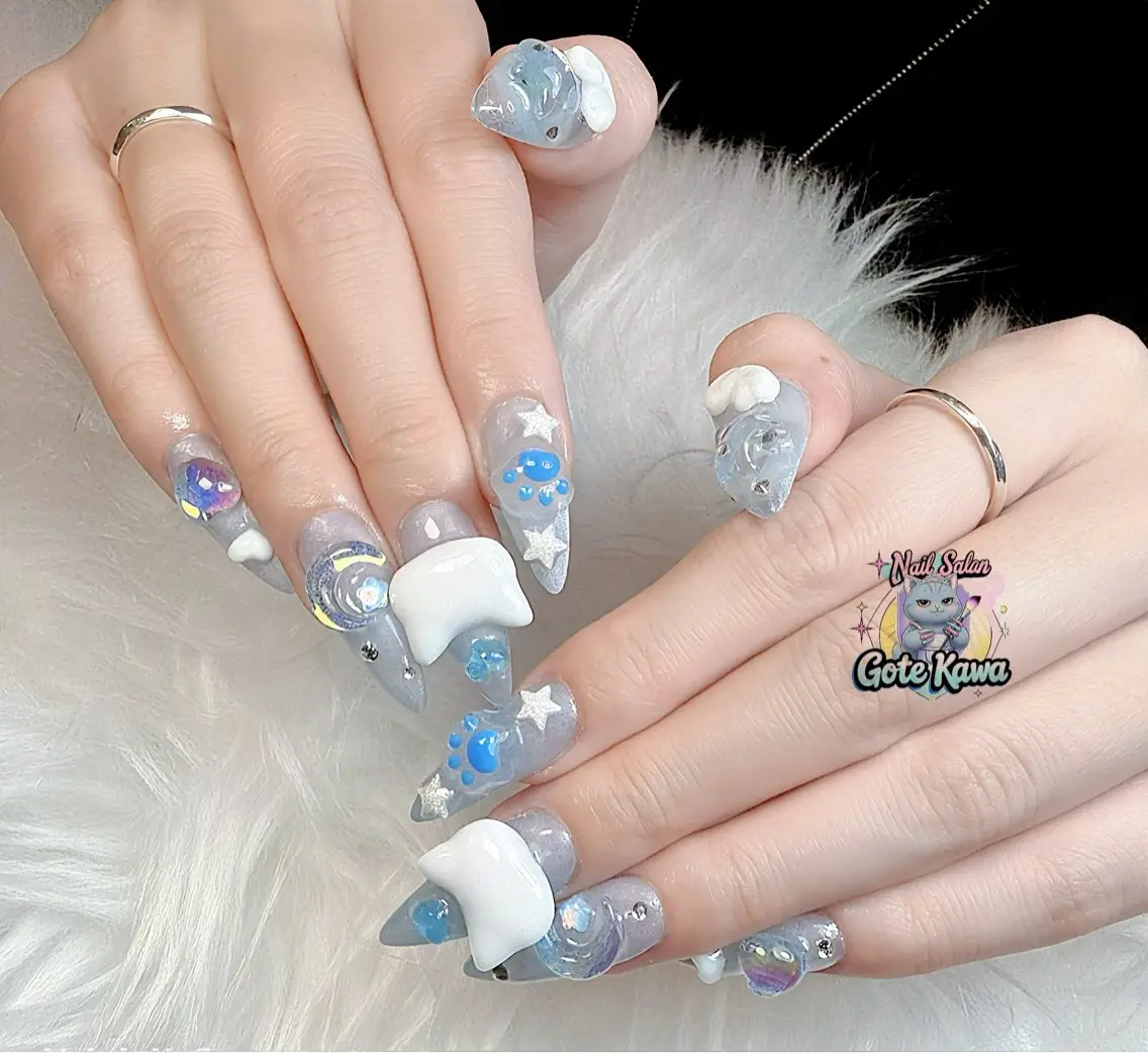 ネイル アートネイル 長さ出し キラキラネイル ピンク リボン ハンドネイル ハンドケア Gote Kawa nail salonのネイルデザイン