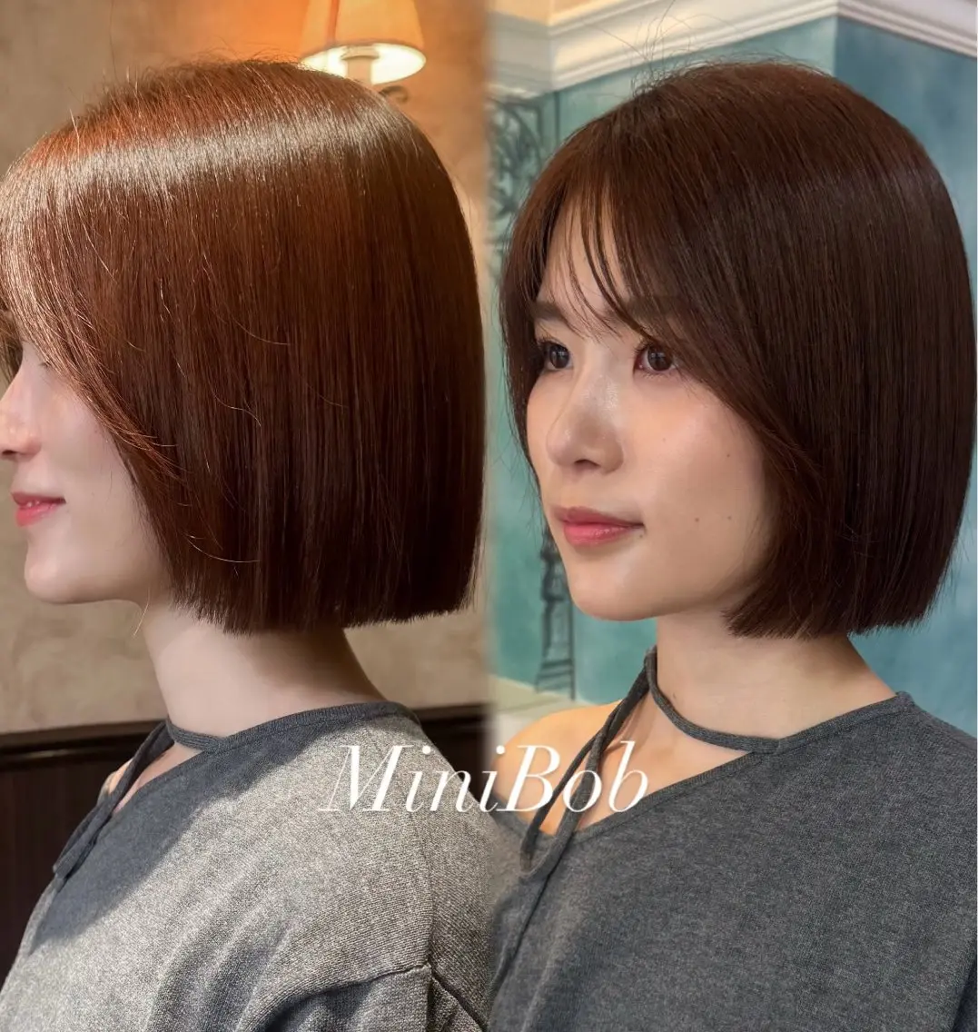 ショート ボブ カット ヘアカラー ボブ/透明感カラー /艶髪/しなる🌷のヘアスタイル