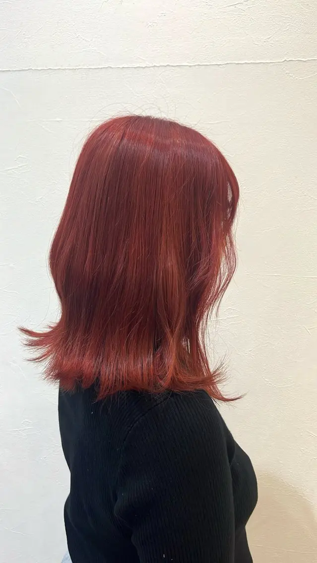 ミディアム カラー ブリーチ ブリーチなしカラー レッドカラー Yuzuki/カット モデル募集中のヘアスタイル
