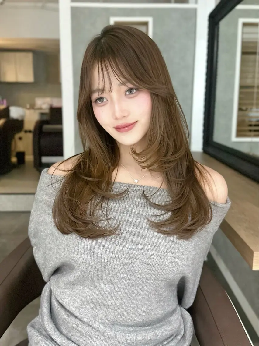 セミロング カラー ヘアカラー トリートメント 艶髪/髪質改善 縮毛矯正/まりのヘアスタイル