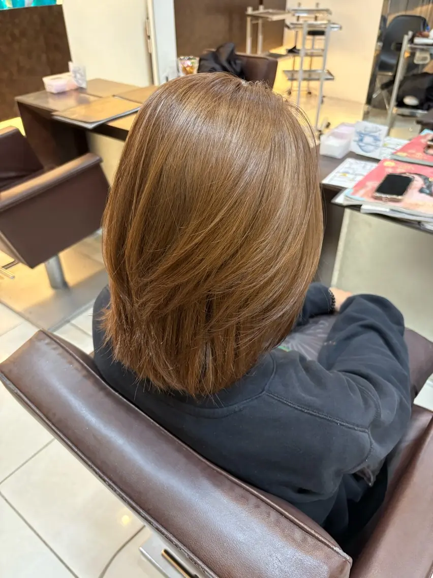 セミロング カラー 🤎韓国ヘア ベージュ まゆか🤎のヘアスタイル