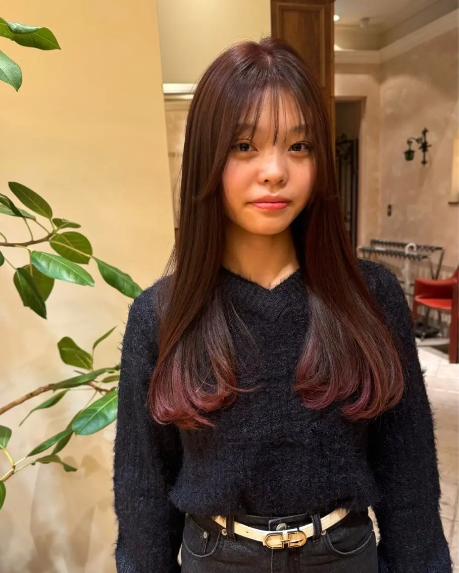 カラー ブラウンカラー ピンクカラー 北島 菜々美のヘアスタイル