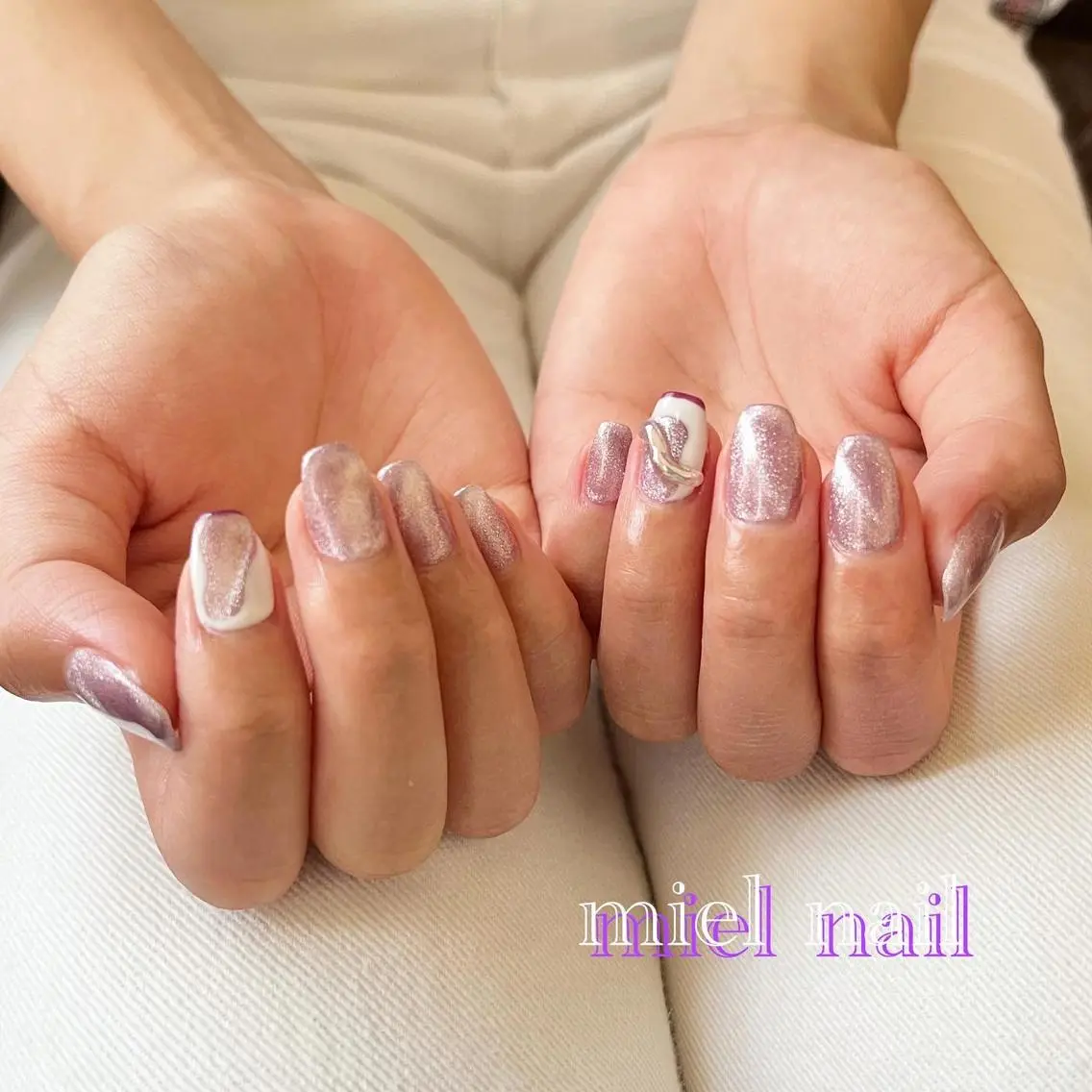 ネイル アートネイル マグネットネイル 持ち込み 夏ネイル miel nailのネイルデザイン