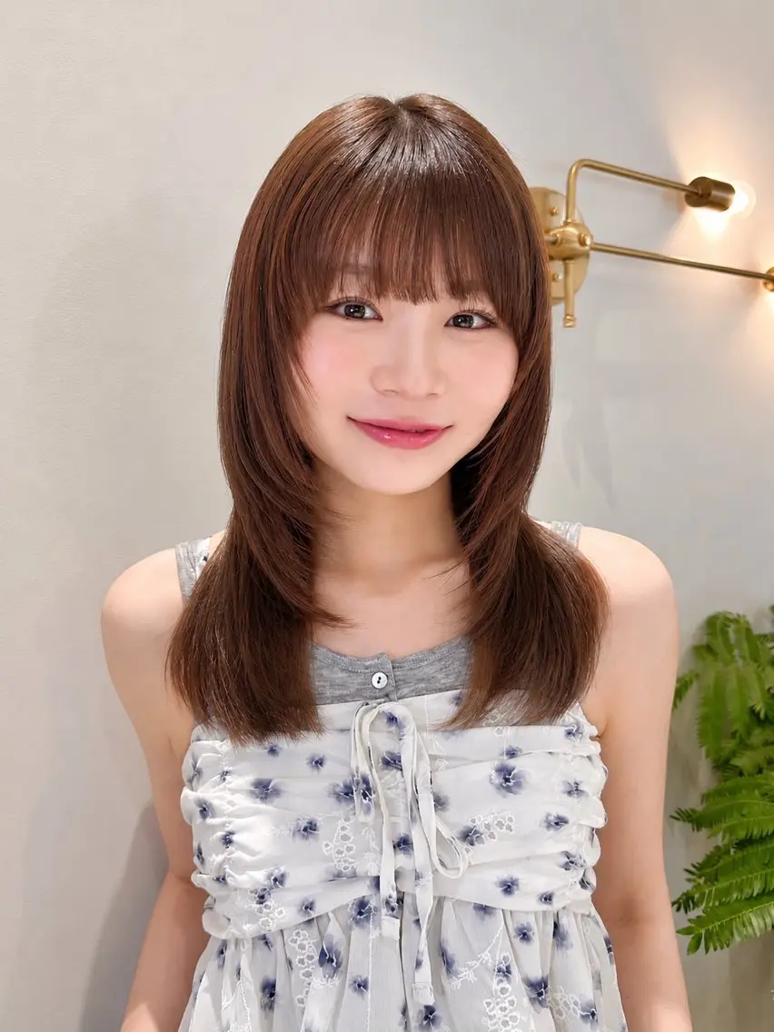 セミロング カット ヘアカラー 🤍恵比寿/透明感/ 小顔カット🤍アズサのヘアスタイル