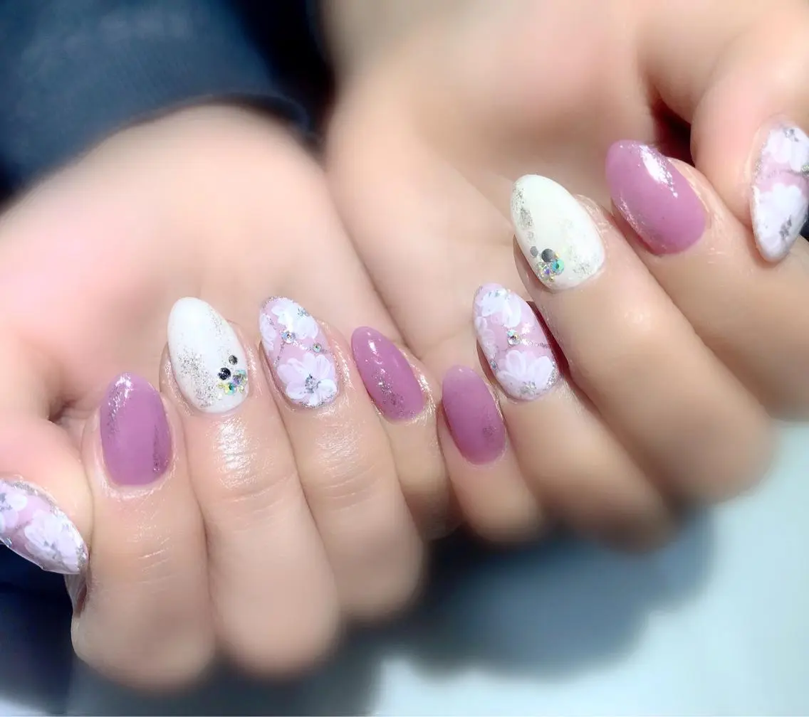 ネイル フラワーネイル フットネイル ニュアンスネイル シンプルネイル 春ネイル nail fufla ♡yamane♡のネイルデザイン