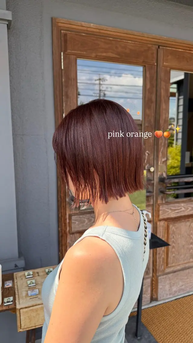 ショート カラー オレンジ ピンクカラー ボブ カット ヘアカラー 透明感カラーリスト/ 似合わせ提案/みゆうのヘアスタイル
