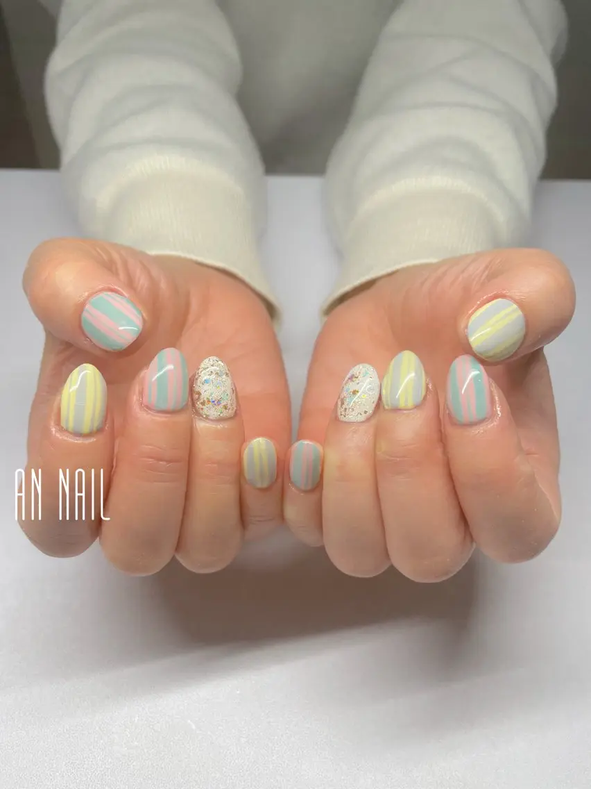 ネイル 持ち込み 春ネイル ハンドネイル AN Nailのネイルデザイン