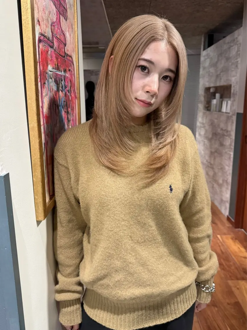 ミディアム カラー 黒髪 カット ヘアカラー トリートメント mai / linoah˚✧のヘアスタイル