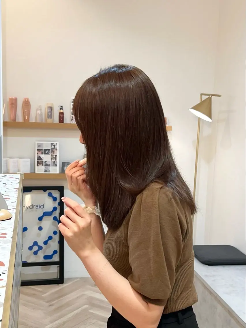セミロング カラー 透明感カラー ヘアカラー トリートメント 艶カラー/透明感 /ヒグチアオイのヘアスタイル