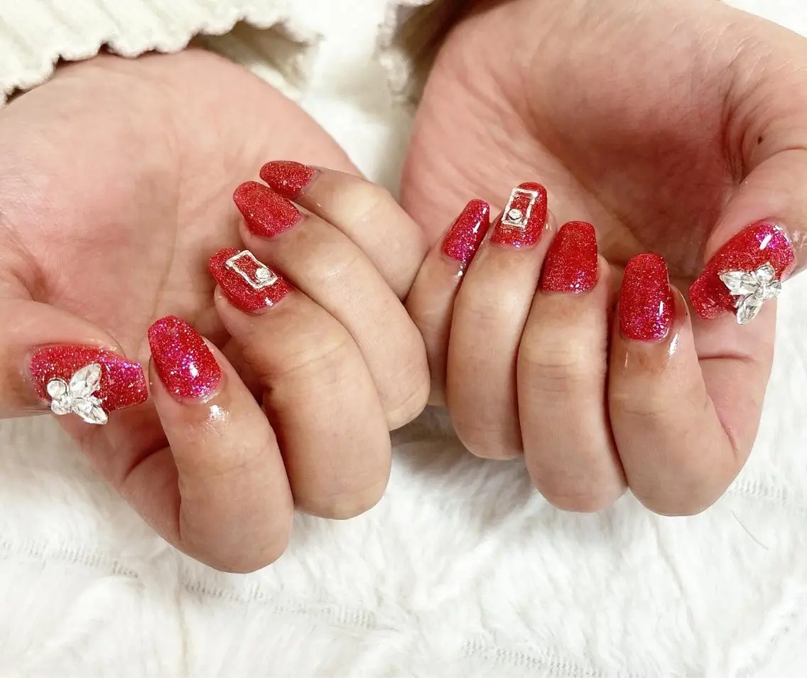 ネイル フラッシュネイル ラメ(グリッター) ワンカラーネイル nail salon はるりのネイルデザイン