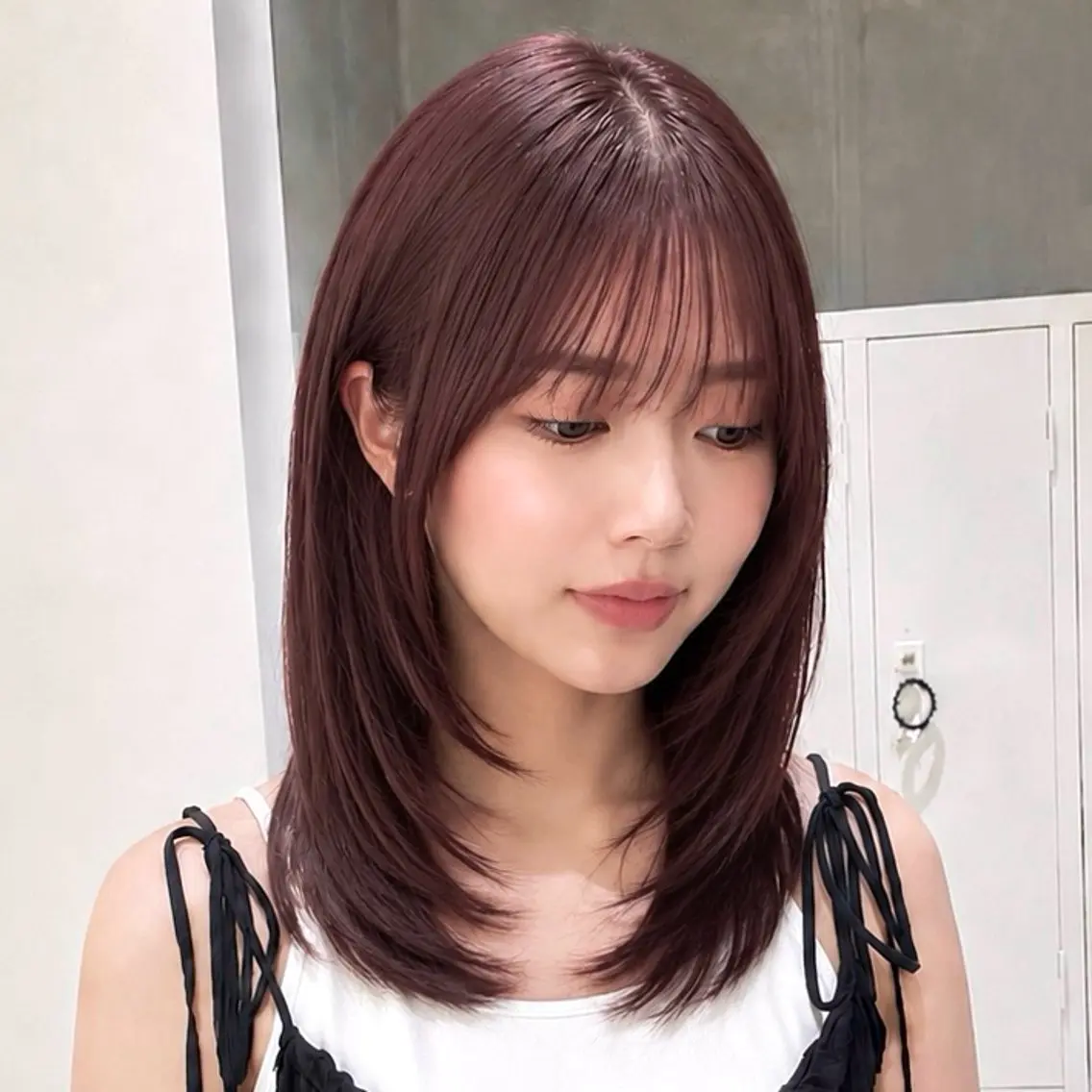 カラー ブリーチ 透明感カラー ラベンダーカラー ラベンダーピンク ブリーチなしカラー hana🍑 ブリーチなしピンクのヘアスタイル