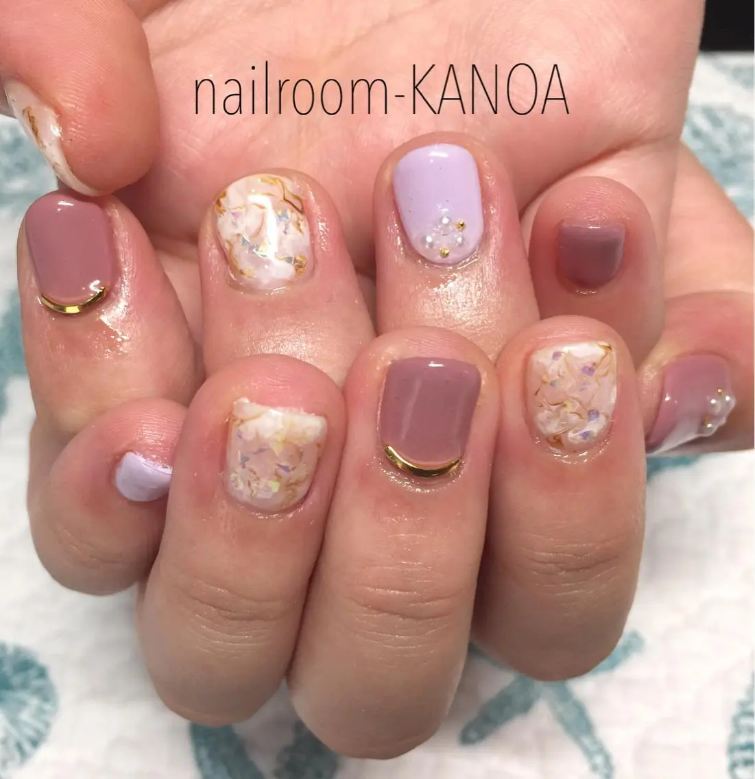 ショート ネイル 大理石ネイル(マーブル) ピンク nailroom- KANOAのネイルデザイン