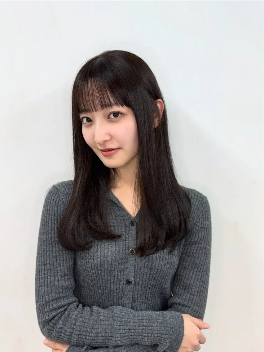 セミロング カラー パーマ セミロングパーマ 顔まわりレイヤー 髪質改善 韓国風ヘア レイヤーカット カット ヘッドスパ 湘南パーマ髪質改善 職人　HIROKIのヘアスタイル