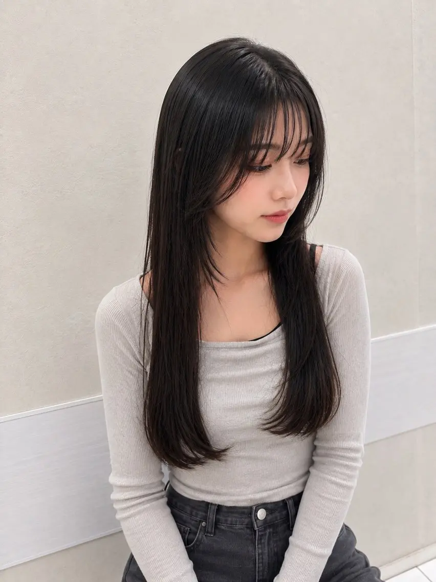 ロング 韓国風ヘア カット トリートメント ももか💖お得に! 艶モテ/透明感♡のヘアスタイル