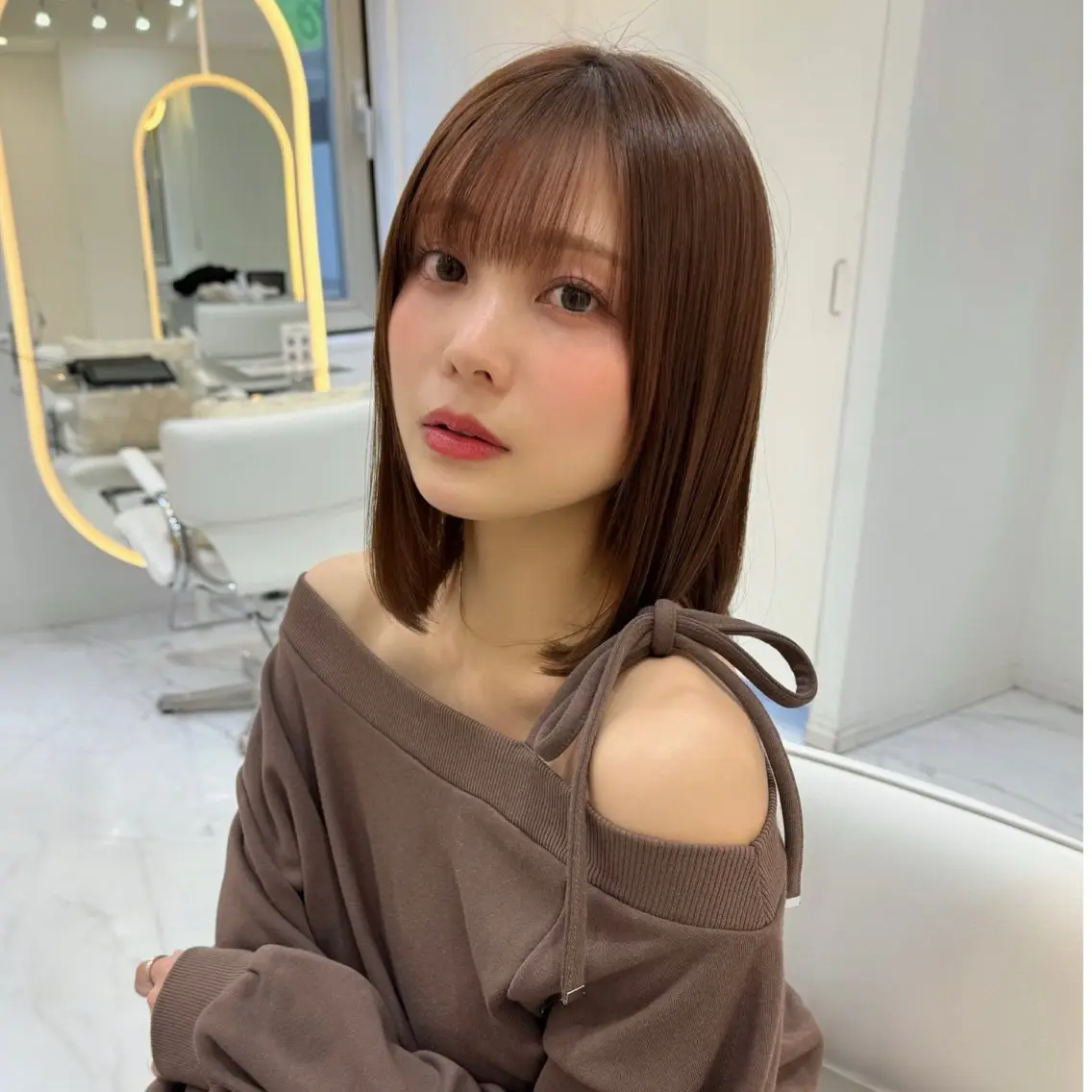 ミディアム カラー ボブ カット ヘアカラー 縮毛矯正 ボブ/レイヤー /植原健太のヘアスタイル