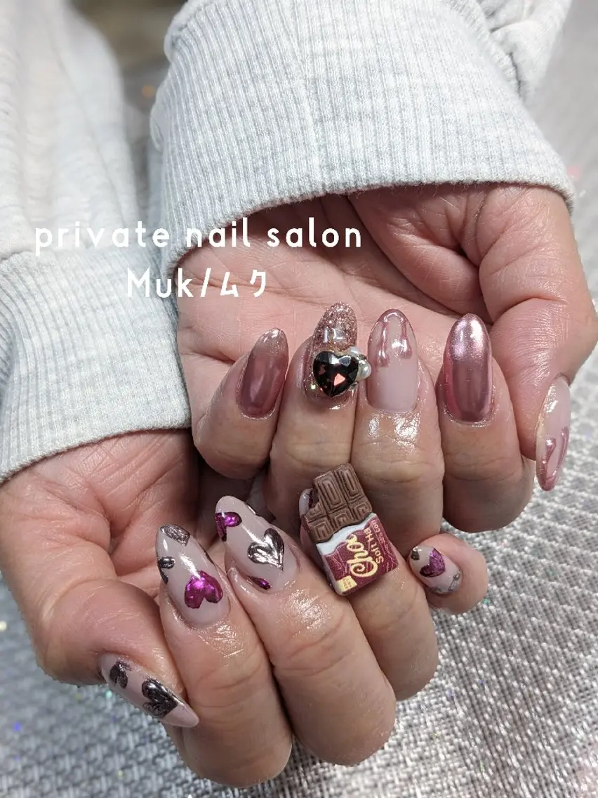 ネイル バレンタイン プライベートサロン Mukのネイルデザイン