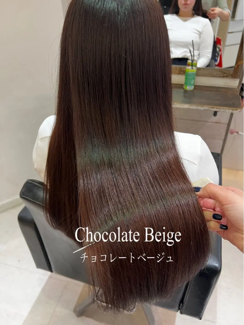 ロング 🤎艶感ベージュ/ ミルクティー🤎のヘアスタイル