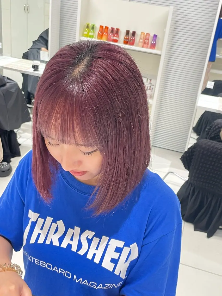 ミディアム カラー yuzuna ハイトーン 天神のヘアスタイル