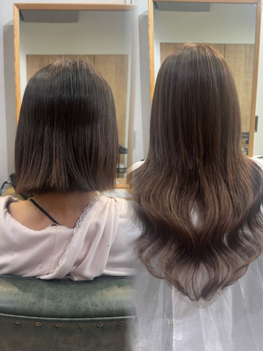 ミディアム カラー ヘアアレンジ シールエクステ ボブ エクステ カット エクステ ヘアセット 髪質改善縮毛矯正/ エクステ/ひふみ🌛のヘアスタイル