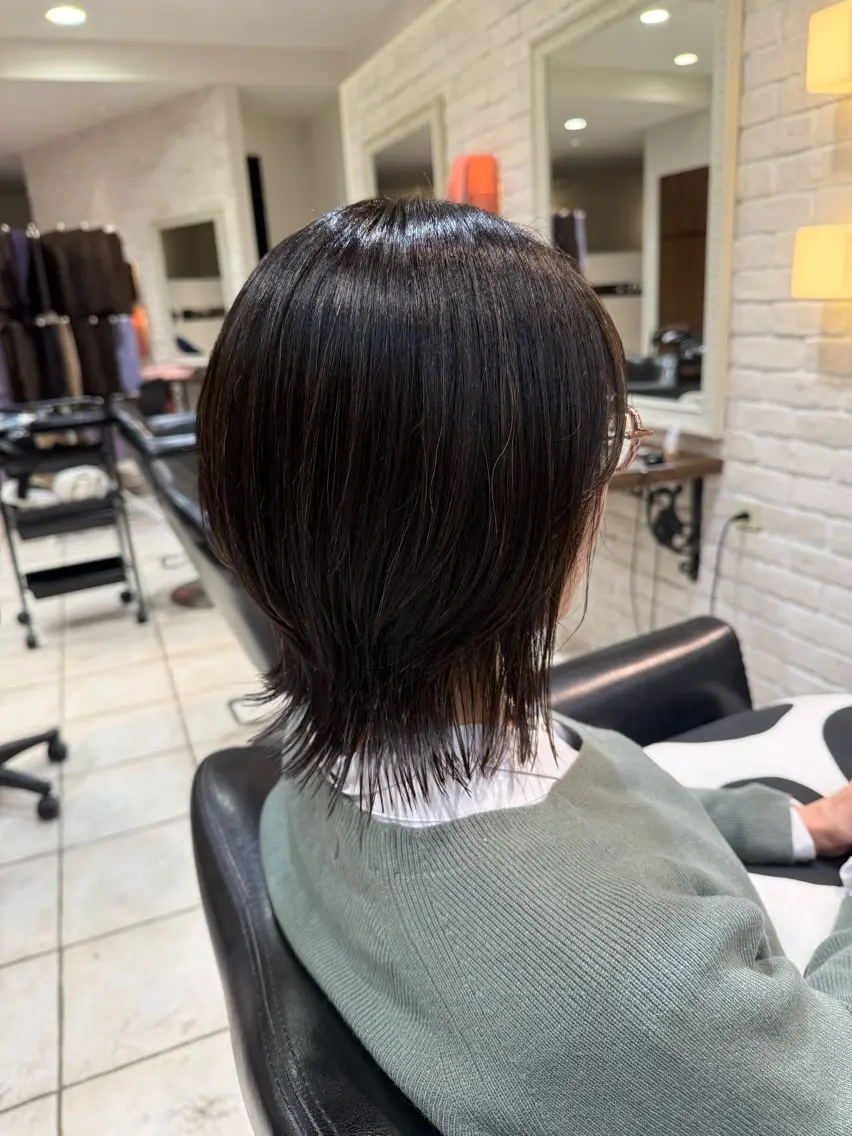 ミディアム ボブレイヤー ボブ 韓国風ヘア レイヤーカット 🩵RIKO🩵 透明感カラー🫧のヘアスタイル
