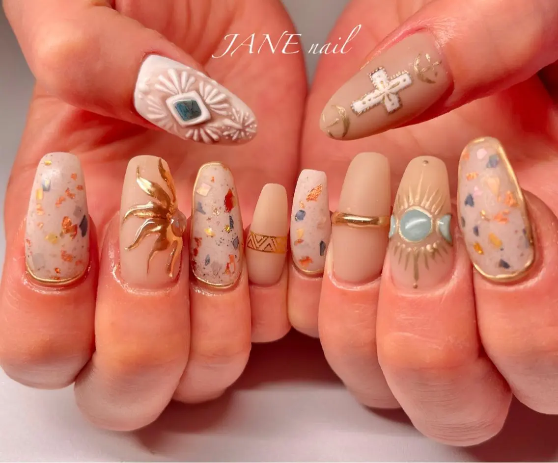 ネイル ブラウン フットネイル ロングネイル 冬ネイル ハンドネイル Nail Salon JANEのネイルデザイン
