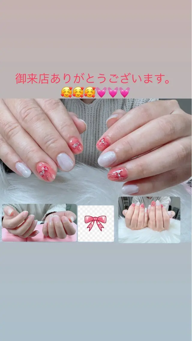 『自爪ネイルワンカラーor ラメグラ簡単ア-ト2本🎀 』持ち込みデザインOK🎀オフ別料金です。の写真