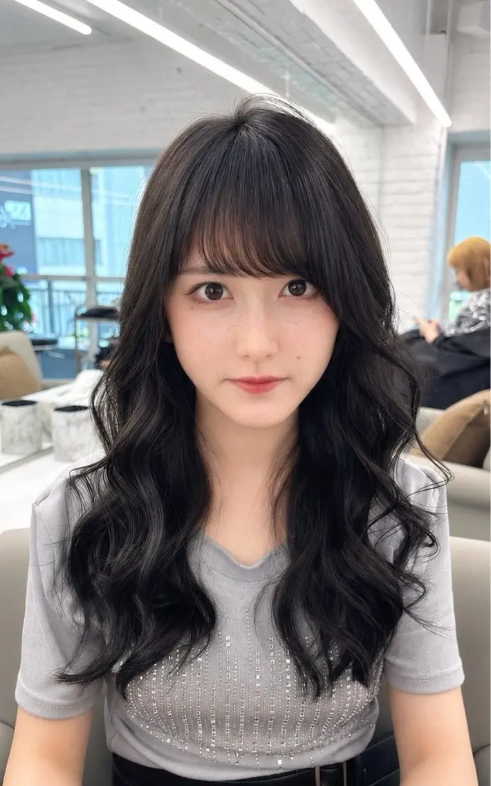 セミロング カラー ヘアアレンジ ケアカラー 透明感カラー 顔まわりレイヤー 髪質改善 韓国風ヘア カット ヘアカラー トリートメント ✨綺麗が続くカット ✨/星野六三四のヘアスタイル