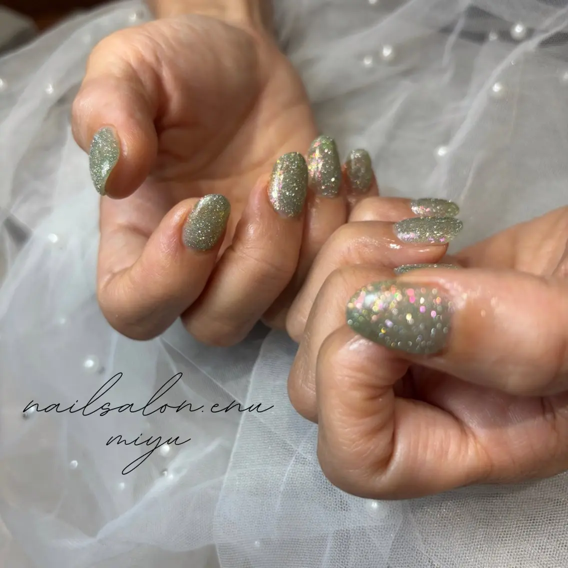 ネイル フラッシュネイル ワンカラーネイル nailsalon enu.　miyuのネイルデザイン