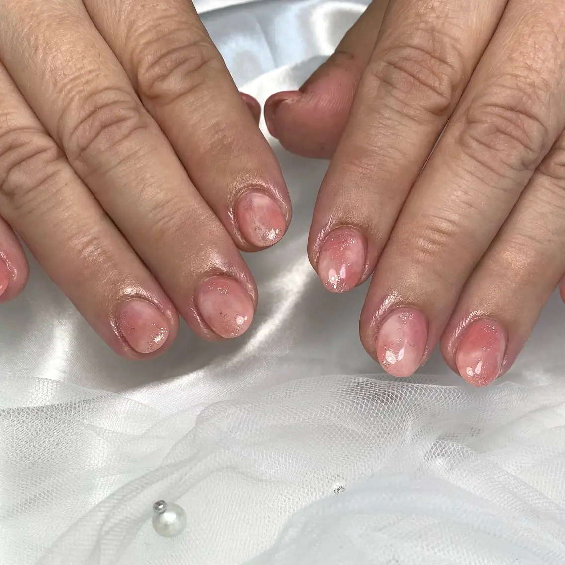 ネイル 大理石ネイル(マーブル) ニュアンスネイル ピンク andK nail salonのネイルデザイン