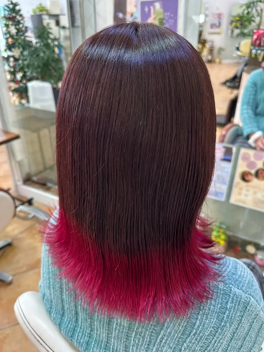 カラー ブラウンカラー ピンクカラー 廣藤 梨花のヘアスタイル