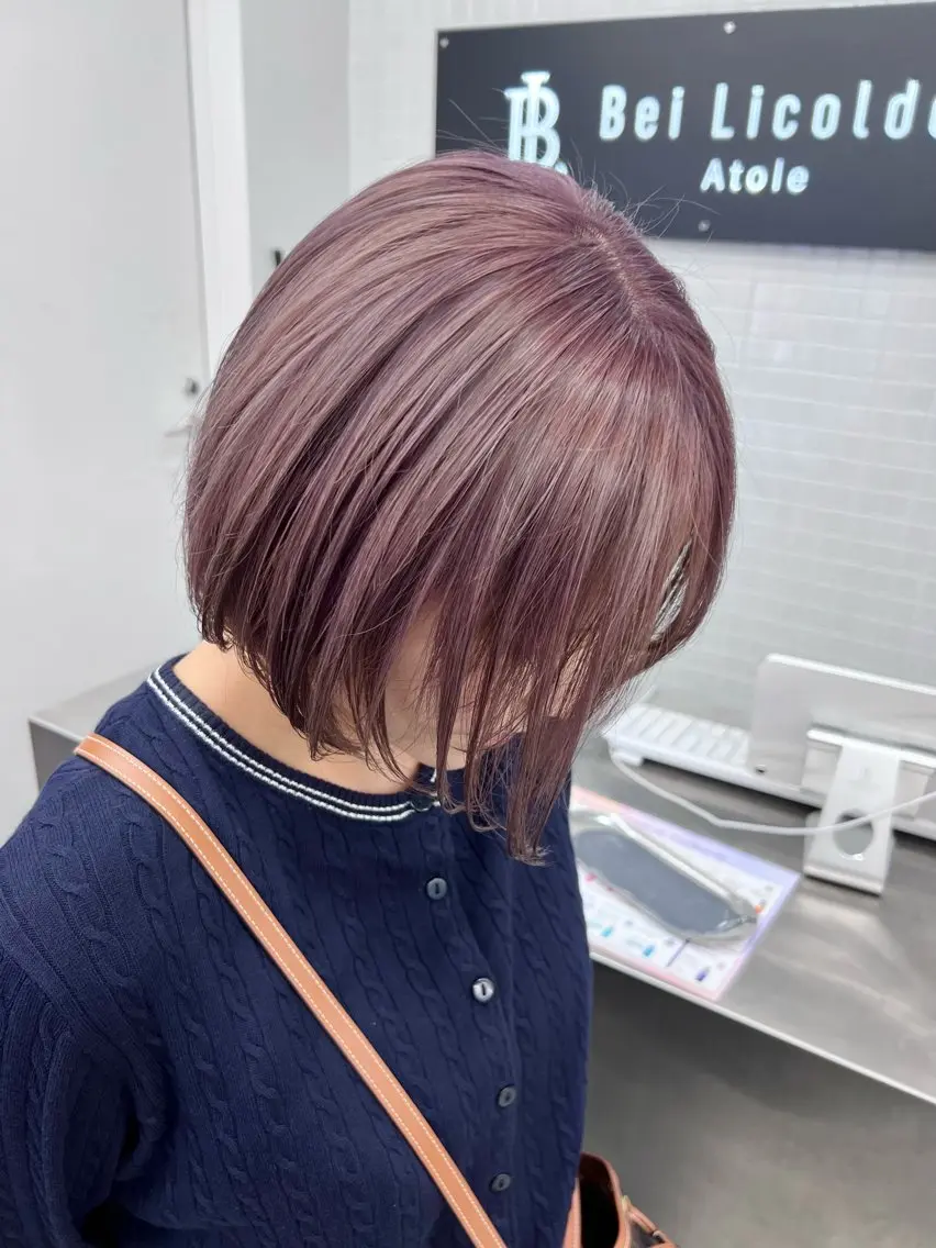 ショート カラー ブリーチ ラベンダーカラー ピンクカラー ピンクラベンダー カット ヘアカラー トリートメント ベイリコルド　アトリ 店長　宮城一真のヘアスタイル