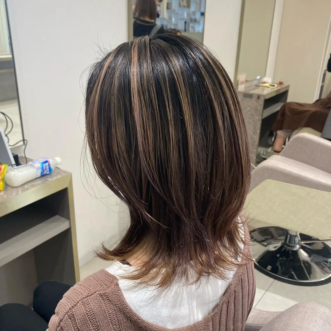 ミディアム カラー ヘアアレンジ カット ヘアカラー 渡辺　亮/髪質改善 レイヤーカットのヘアスタイル