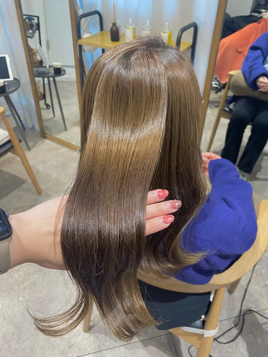 ロング カラー カット ヘアカラー トリートメント 透明感カラー/韓国 ヘア🩶yuri🩵のヘアスタイル
