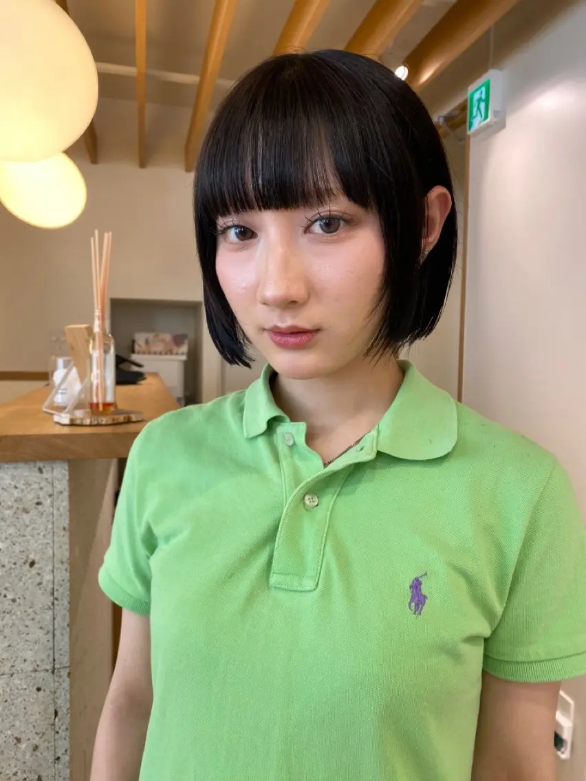 ショート カラー 切りっぱなしボブ 黒髪 ボブ 似合わせカットカラー りおなのヘアスタイル