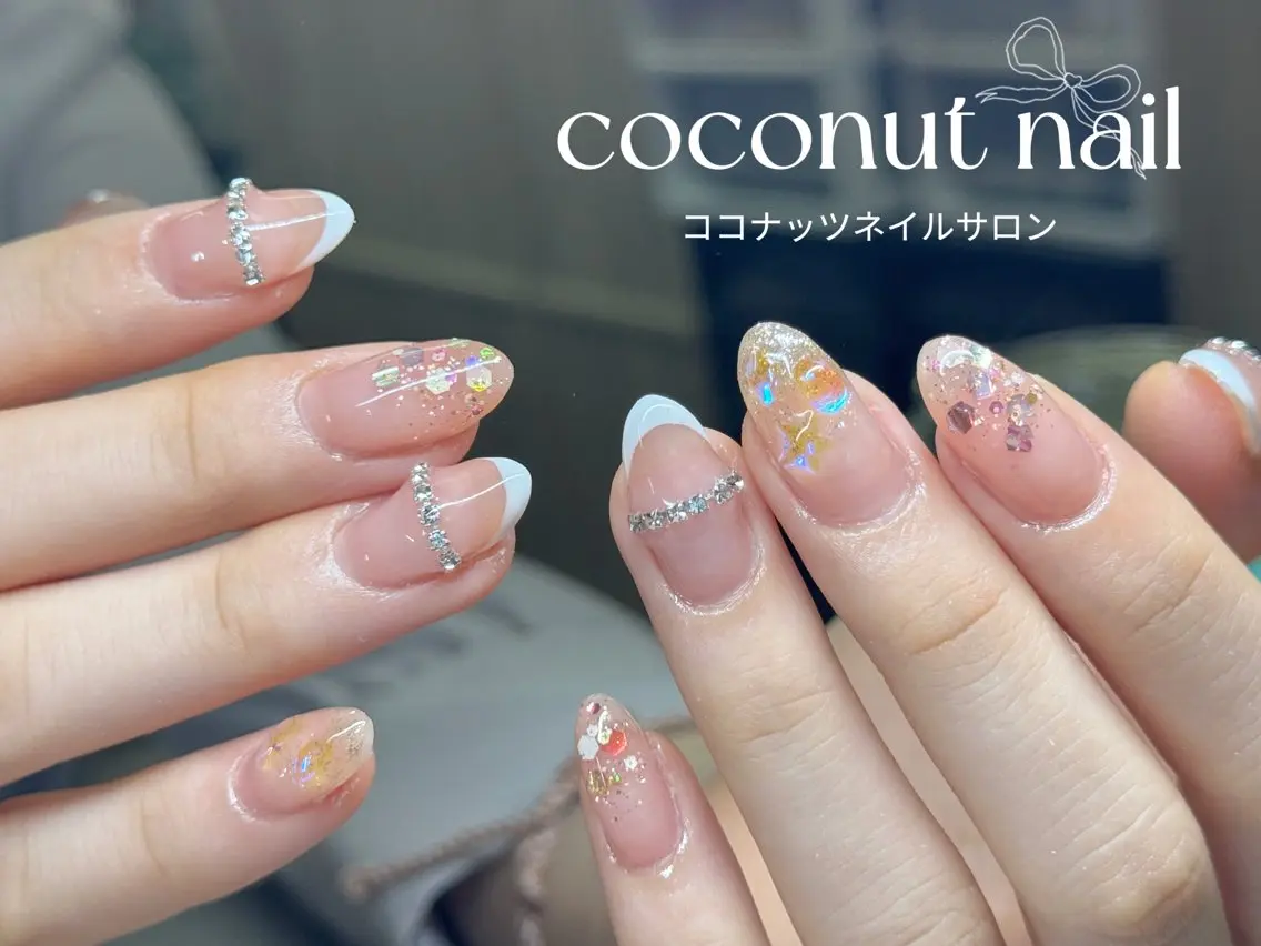 ネイル べっ甲ネイル フレンチネイル キラキラネイル マグネットネイル 大理石ネイル(マーブル) ハンドネイル 神田 ココナッツのネイルデザイン