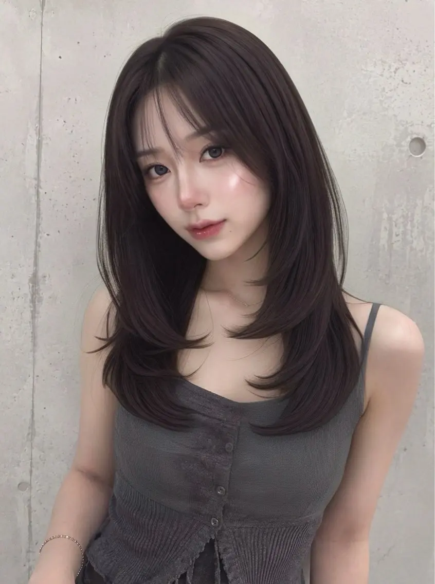 セミロング カラー レイヤーカット カット ヘアカラー トリートメント 渋谷韓国レイヤー /SAYAKA🩶ᩚのヘアスタイル