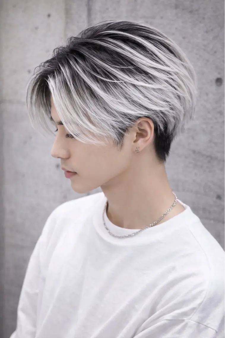 ショート レイヤーカット メンズハイトーン 佐藤智頼のヘアスタイル