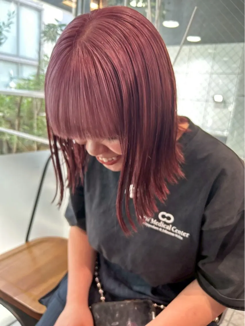 ミディアム カラー ブリーチ カシス ダブルカラー ハイトーンカラー ブリーチなしカラー ヘアカラー トリートメント ヘッドスパ 似合わせカット/ メンズ/ココネ⭐️のヘアスタイル