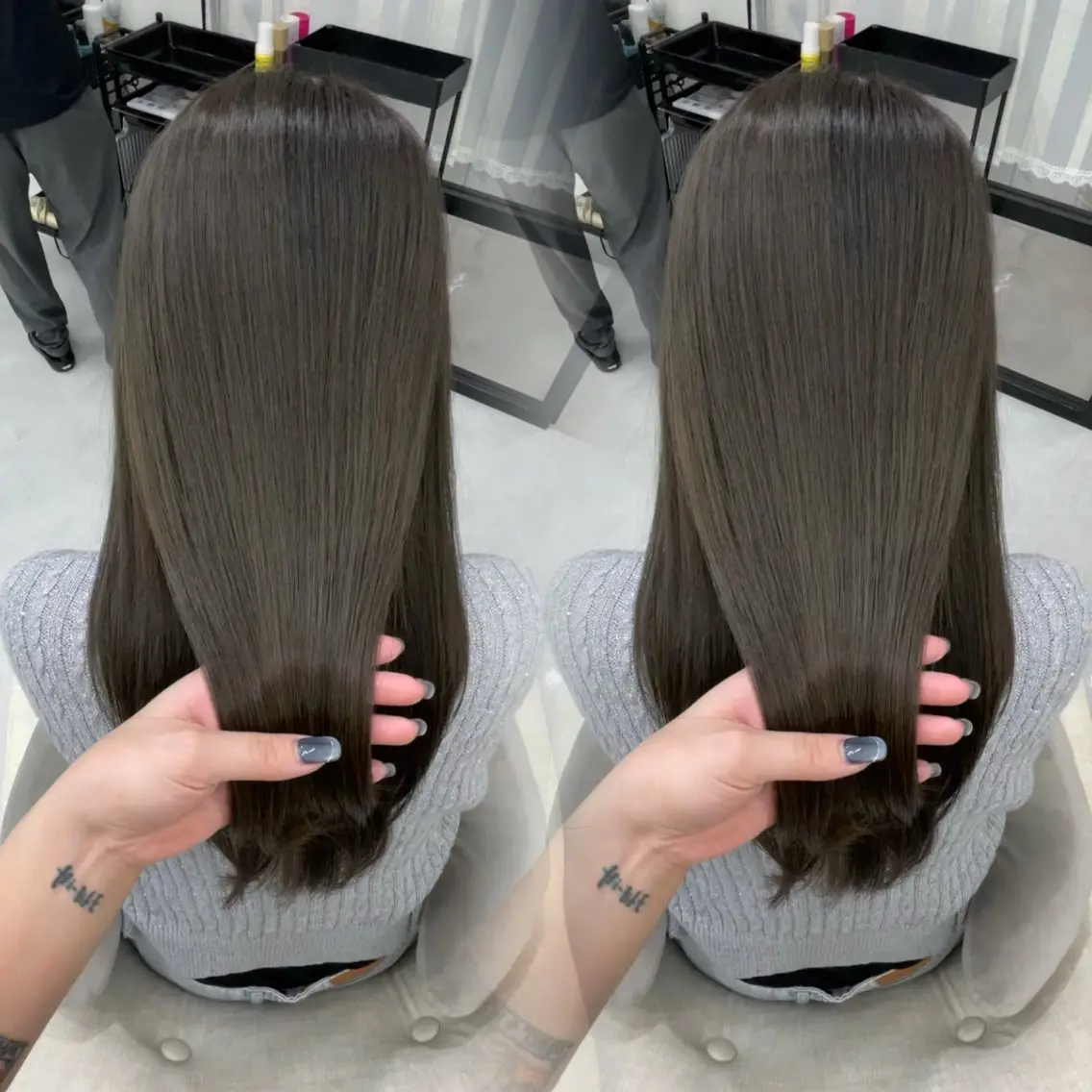 ミディアム カラー グレージュ オリーブグレージュ オリーブグレー ヘアカラー トリートメント 髪質改善矯正/カラー /吉祥寺 mariのヘアスタイル