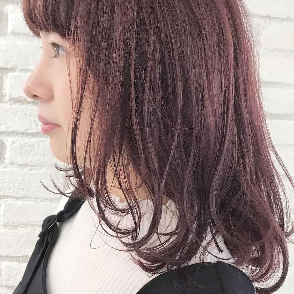 ミディアム カラー 顔周りカット 伊 杏のヘアスタイル