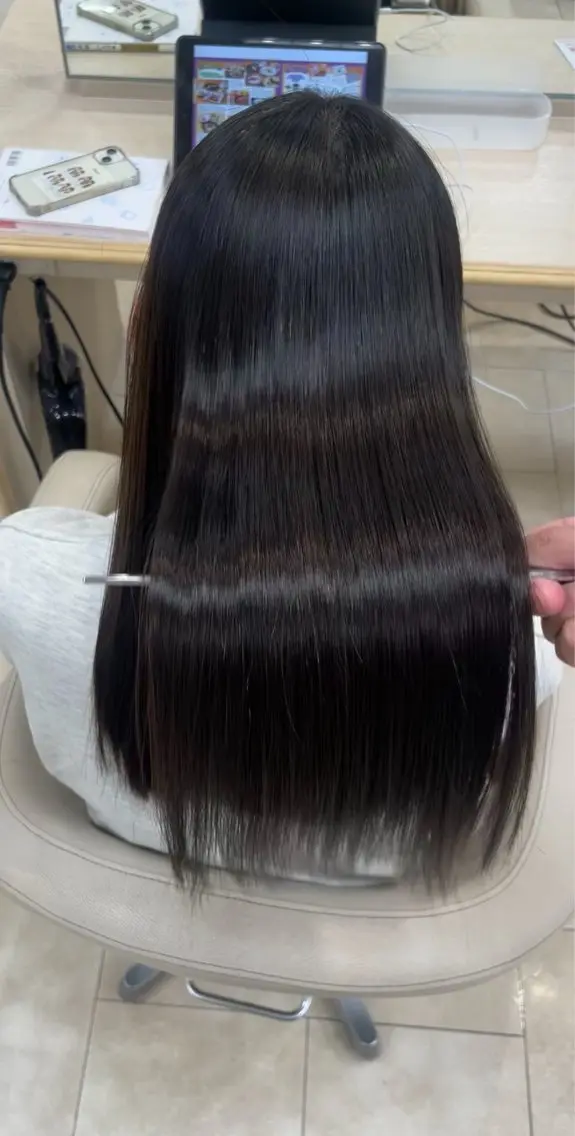 ロング シャドウパーマ／骨格 矯正カット　トモキのヘアスタイル