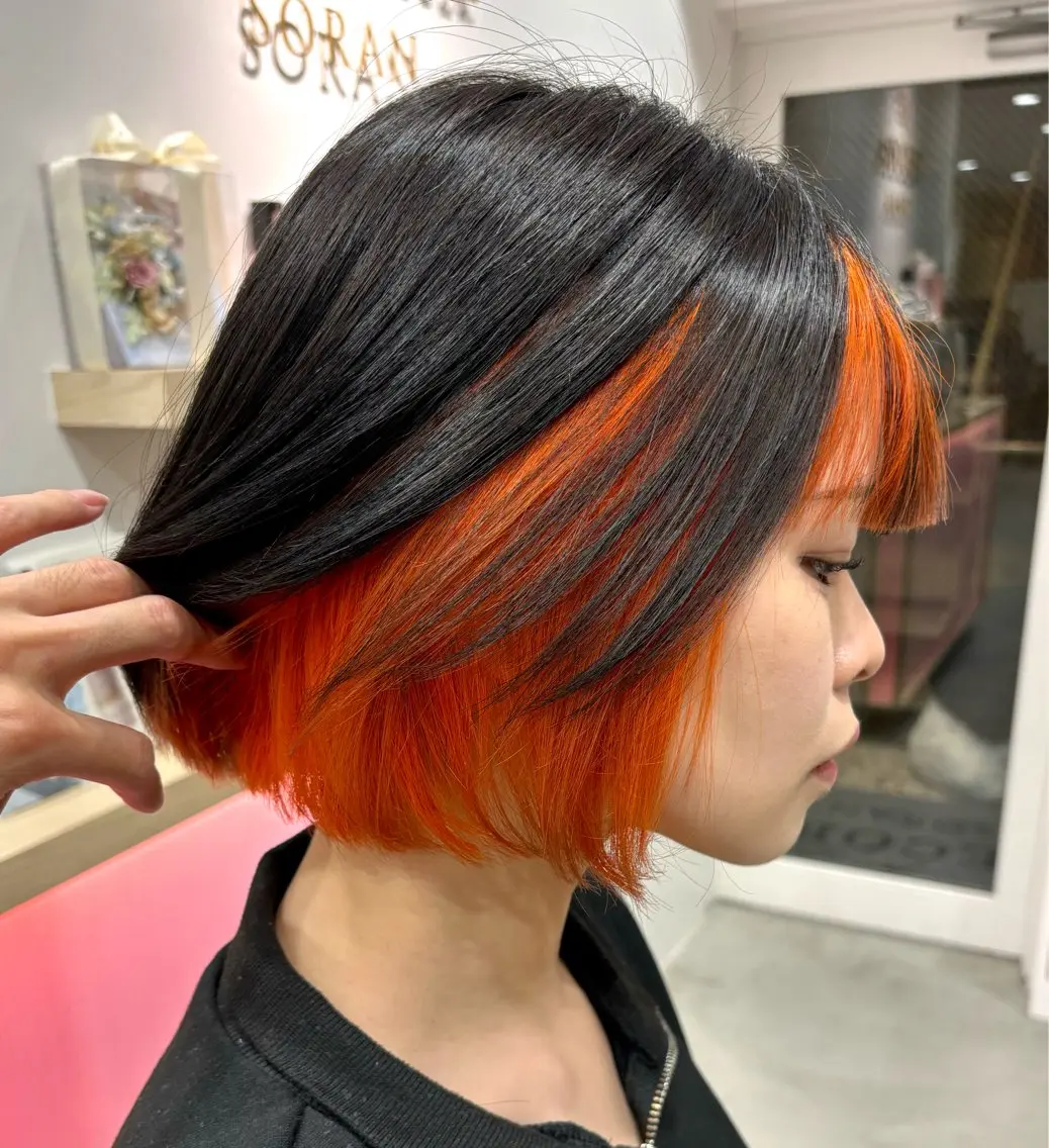 ショート カラー ヘアカラー メンズカット ボブ/米崎駿也のヘアスタイル