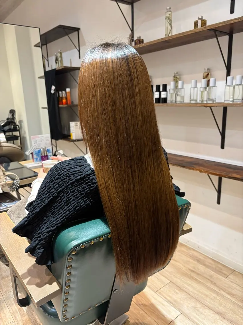ロング カット 縮毛矯正 勝間田 のどかのヘアスタイル