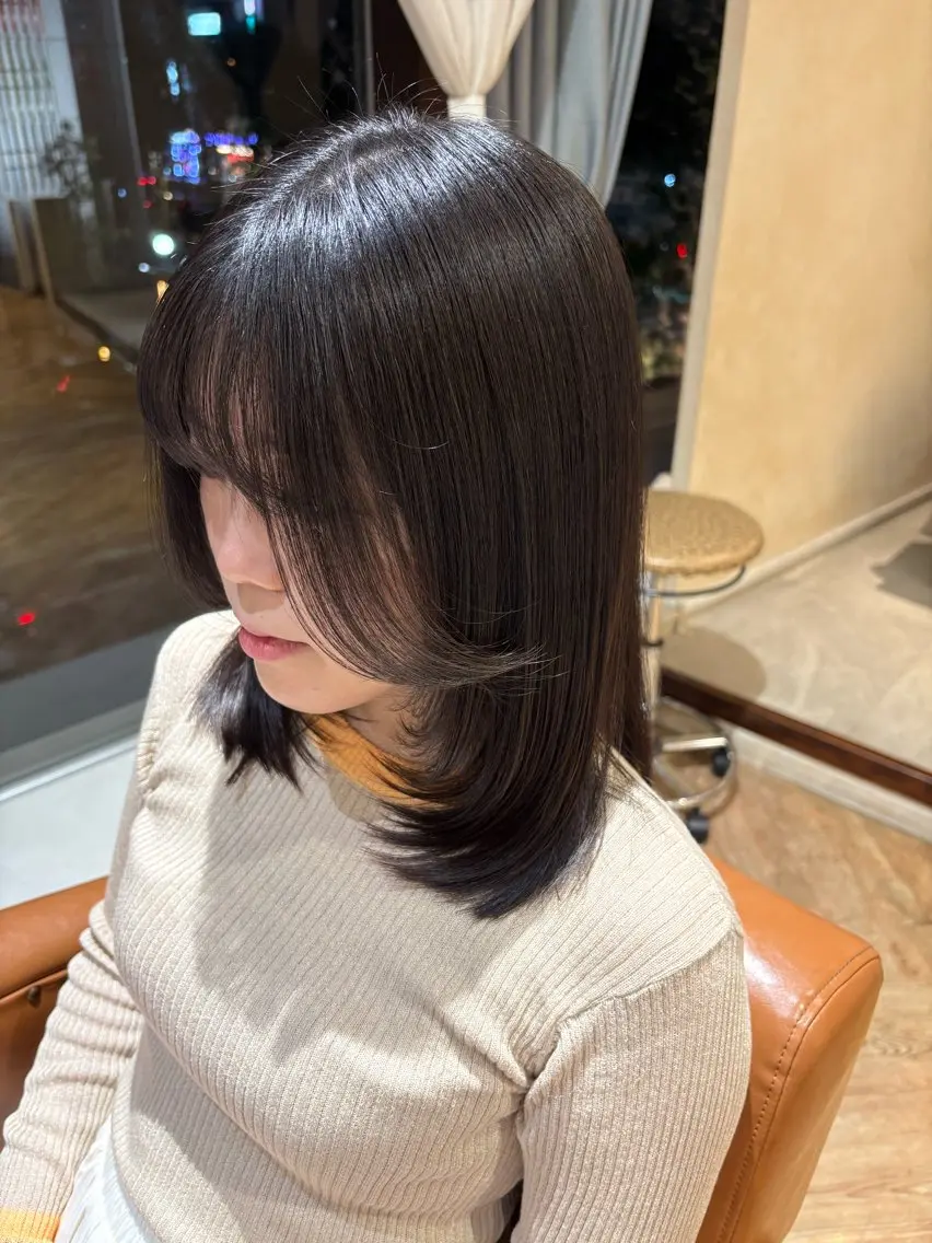 ミディアム 吉岡 優斗のヘアスタイル