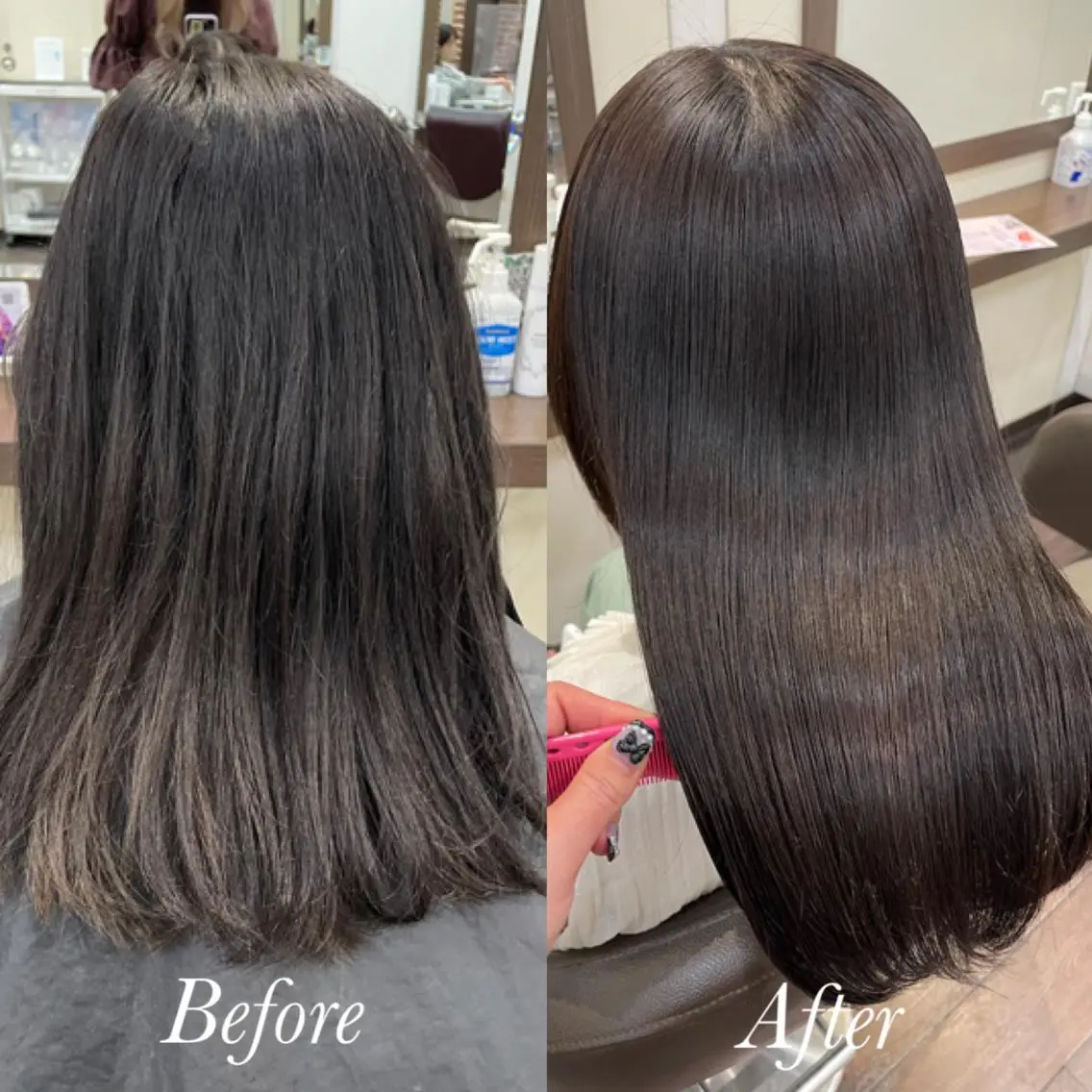 セミロング カラー 髪質改善 トリートメント aya/小顔レイヤー /柔らかカラーのヘアスタイル
