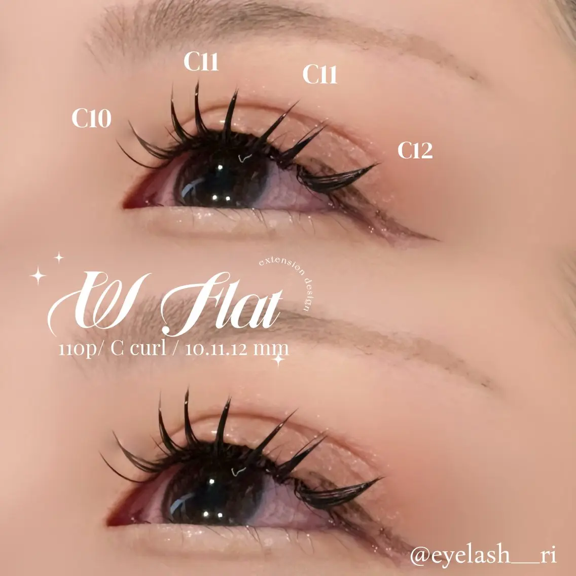 マツエク・マツパ 束感まつ毛 Cカール フラットラッシュ ナチュラル マツエク eyelash Lily Rinaのマツエク・マツパデザイン