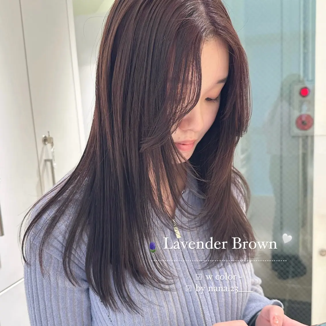 カラー ブラウンカラー ラベンダーカラー ParveMix￤ 出石 菜々🥂のヘアスタイル
